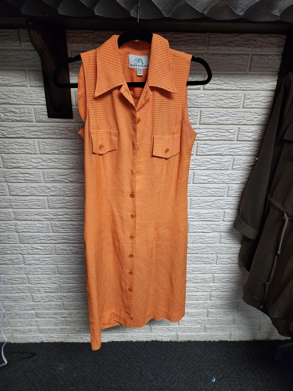Marc Jacobs Vintage Utility Dress Orange Sleeveless Button-Front Shirt Dress